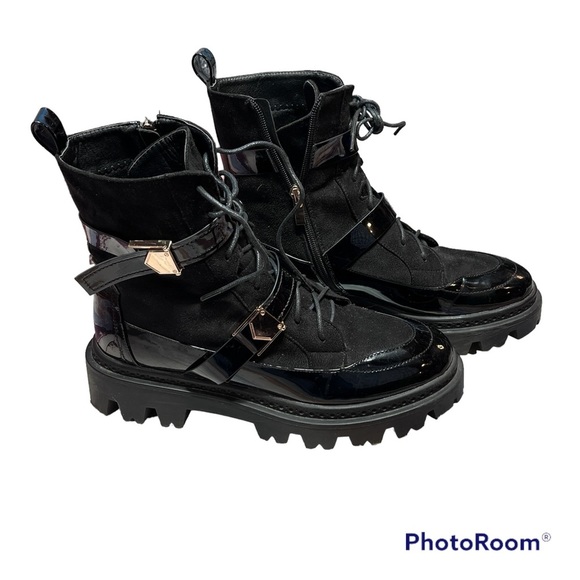 NWOT Pretty Litttle Things Platform Black Patent & Suede Boots! - Picture 3 of 7